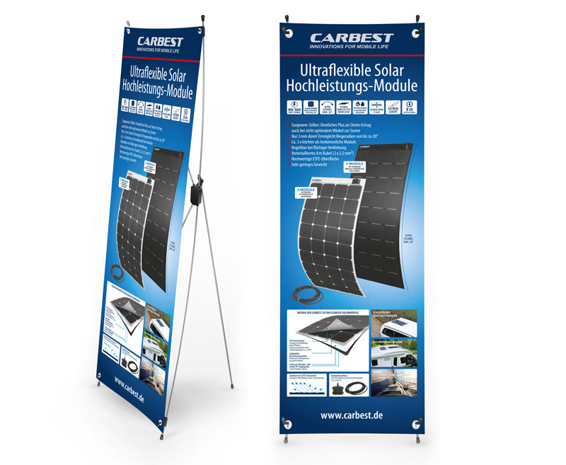 Carbest X-Banner - Motiv: Solarpanel, Deutsch, Größe: 60x180cm