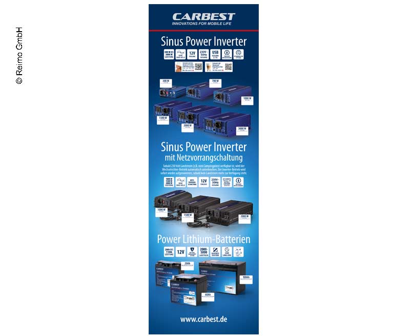 Carbest X-Banner-Motiv:Inverter,Lithiumbatterie,Deutsch,Größe:60x180cm