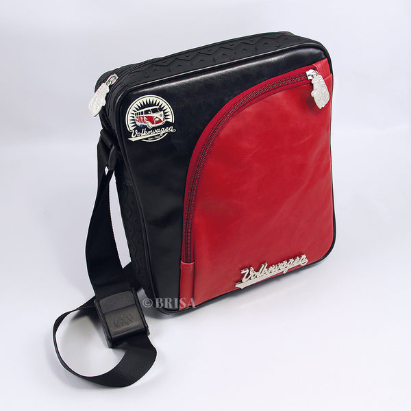 VW T1 Bulli Bus Tablet PC Tasche - Reifenprofil - rot/schwarz - 26x22x7 cm