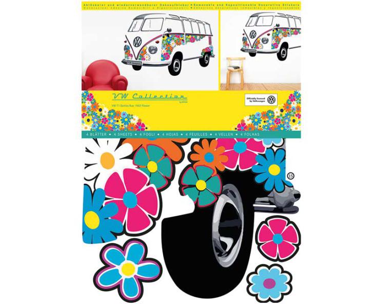 VWCOL VW Collection T1 Bulli Bus Wandtattoo - Flower