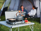 Gaskocher mit Piezozündung, 2-flammig, inkl.Schlauch,Regler,2 Grillplatten,Tasche. Edelsathl Kochfeld. Gaskartusche CV 470 Plus. Kompakter und vielseitiger Koch- &amp; Grillbegleiter