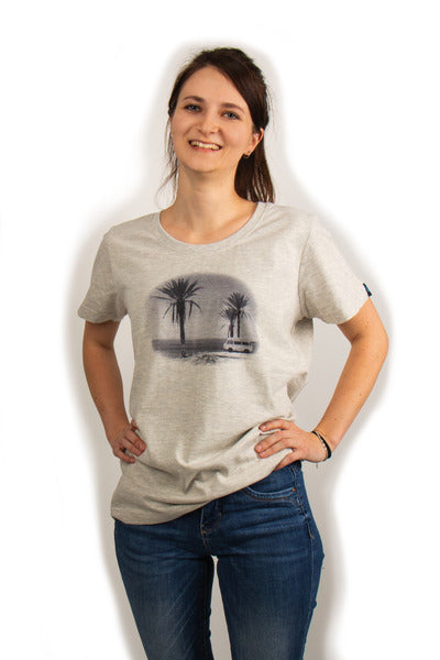 T-Shirt Damen VW Größe 34, hellgrau-melange, 100% Baumwolle