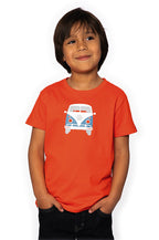 T-Shirt KIDS "Bulli Front"VW, GröÃe 92/98, 100% Baumwolle tomatenrot