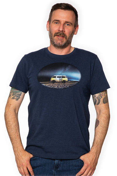 T-Shirt Herren VW, Größe S, blau-melage, 100% Baumwolle