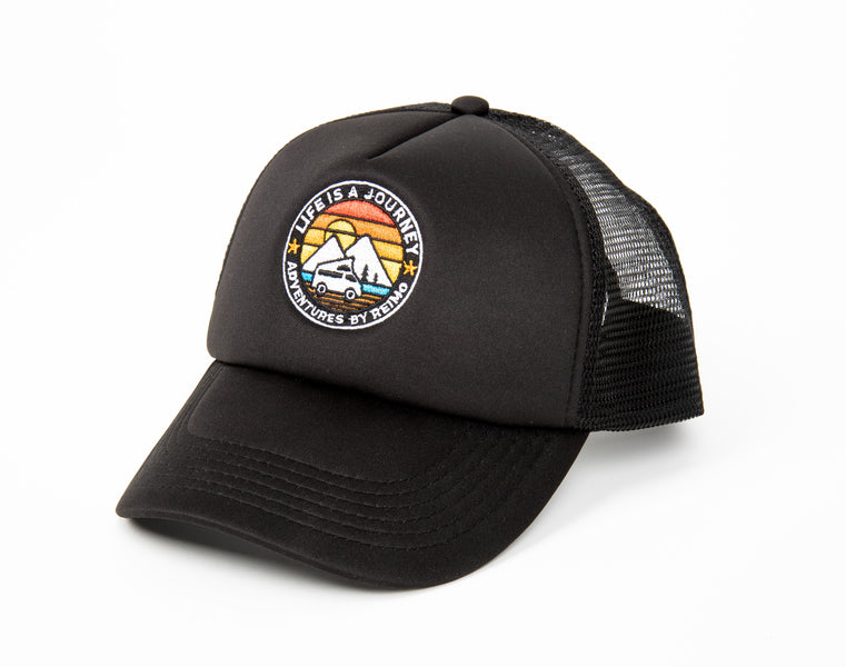 Cap LIFE IS A JOURNEY, schwarz, unisex, Truckercap