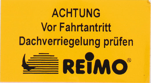 Sicherheits-Aufkleber - Dachverriegelung prüfen