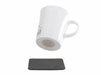 2 x Magnet-Porzellan-Tassen mit Aufdruck (0,27 l) + 2 x Metall-Nano-Gel-Pads schwarz