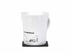 2 x Magnet-Porzellan-Tassen mit Aufdruck (0,27 l) + 2 x Metall-Nano-Gel-Pads schwarz