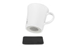2 x Magnet-Porzellan-Tassen mit Aufdruck (0,27 l) + 2 x Metall-Nano-Gel-Pads schwarz