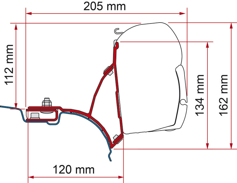 Fiamma Adapter F45 für VW T5/T6 Transporter Multivan - Silber - Linkslenker
