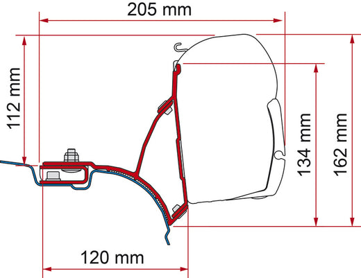 Fiamma Adapter F45 für VW T5/T6 Transporter Multivan - Silber - Linkslenker