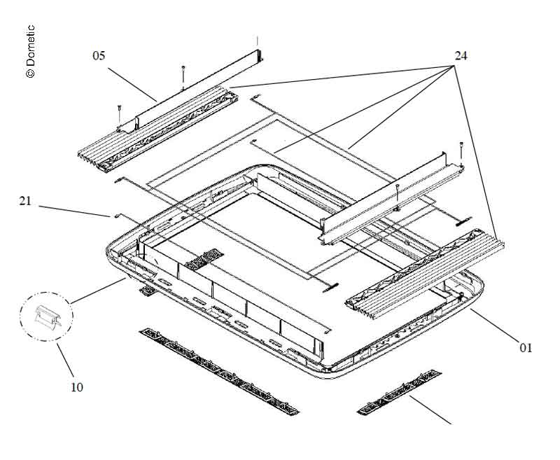 Dometic Rollosystem Midi Heki kpl. mit Verdunklung und Fliegenschutz cremeweiß