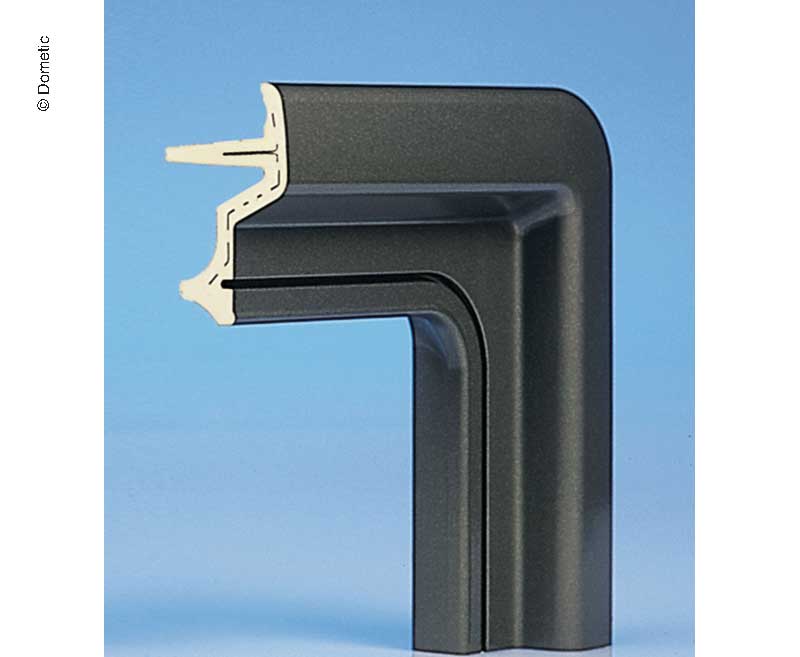 Außenrahmen S4 900x450 schwarz RAL9005 Scharnierleist silber
