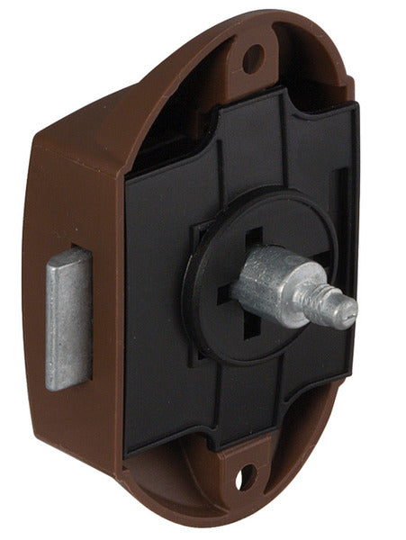 Aufschraub-Riegelschloss, Push-Lock einseitig bedienbar 25mm, braun