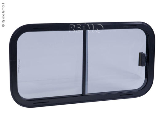 SHIP- Sicherheitsglas Fenster, Schiebefenster, Rahmen schwarz, 800 x 450 mm