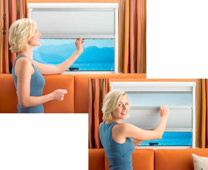 Dometic Kassettenrollo weiß 650 x 745 mm, Softrollo mit einer Laufschiene