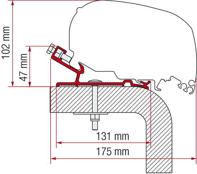 Fiamma F80 Adapter Hymer 550cm
