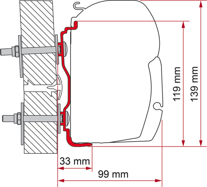 Markisen-Adapter Hymer ab 2016 F45 350cm