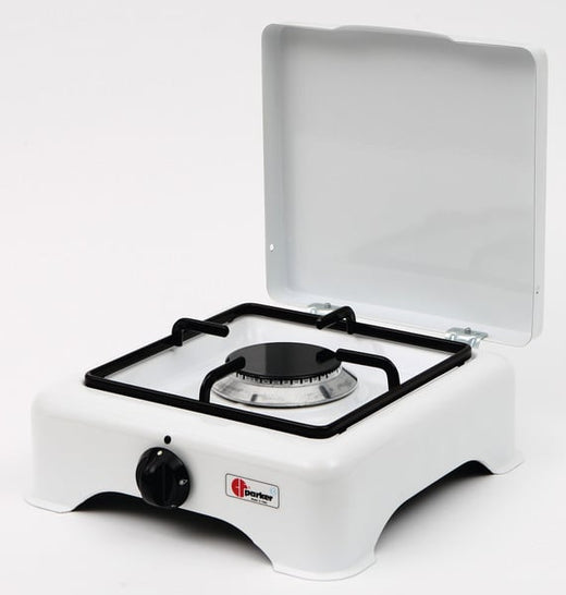 PARKE Parker Campingkocher 1flammig, 3,5kW, 50mbar,mit Zündsicherung, weiß