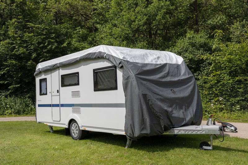 Reimo Tent Wohnwagen Schutzhülle PREMIUM 580cm bis Caravanbreite 2,3m, grau