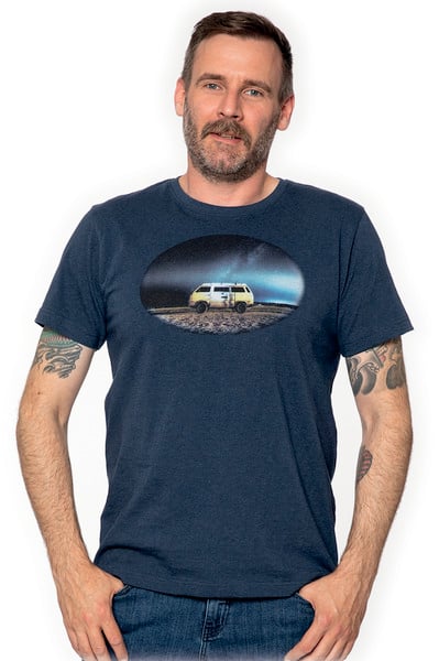 T-Shirt Herren VW, Größe S, blau-melage, 100% Baumwolle